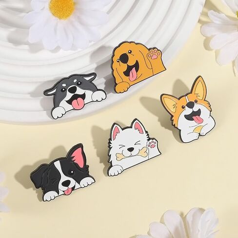 9 قطع مضحك الحيوان المينا دبابيس مجموعة لطيف kawaii القط الكلب دبابيس شارات للسترات حقائب الظهر القبعات أكياس الديكور مثالية لمحبي الحيوانات الأليفة in Kuwait