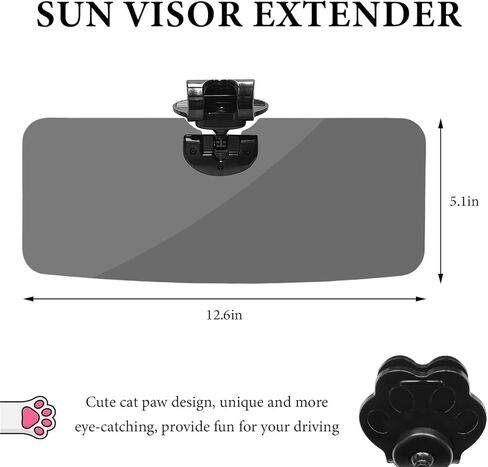 Sun Visor Extender for Car, Polarized Car Visor Sun Blocker with UV-Protection PC Sunshade Len, Universal Adjustable Anti-Glare Vehicle Sun Visor Extension Sunshade for Safe Driving in Kuwait