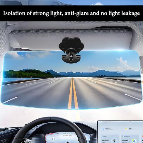 Sun Visor Extender for Car, Polarized Car Visor Sun Blocker with UV-Protection PC Sunshade Len, Universal Adjustable Anti-Glare Vehicle Sun Visor Extension Sunshade for Safe Driving in Kuwait