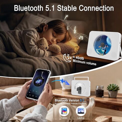 مشغل أقراص مضغوطة بلوتوث مع غطاء الغبار ، مشغل أقراص مضغوطة راديو FM مع التحكم عن بُعد/USB/AUX/Home KPOP Audio ، LCD Display in Kuwait