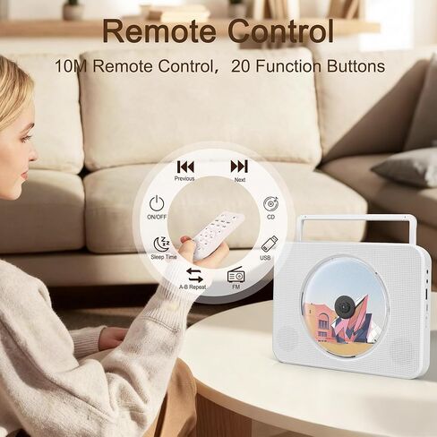 مشغل أقراص مضغوطة بلوتوث مع غطاء الغبار ، مشغل أقراص مضغوطة راديو FM مع التحكم عن بُعد/USB/AUX/Home KPOP Audio ، LCD Display in Kuwait