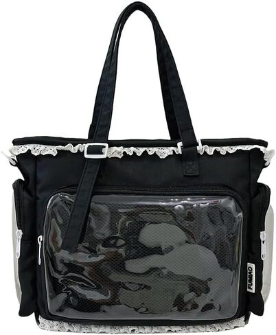 Womens Y2k Kawaii Hand Bag With Clear Display Window Shoulder Bag Lace Ruffle Trim Crossbody Tote in Kuwait