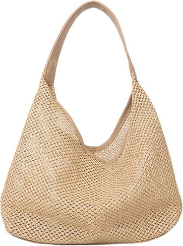 حقائب الشاطئ للنساء حقيبة القش عطلة الصيف كبيرة قابلة للطي حقيبة شاطئية من القش حمل المنسوجة الكتف هدايا الشاطئ شبكة حقيبة الشاطئ in Kuwait