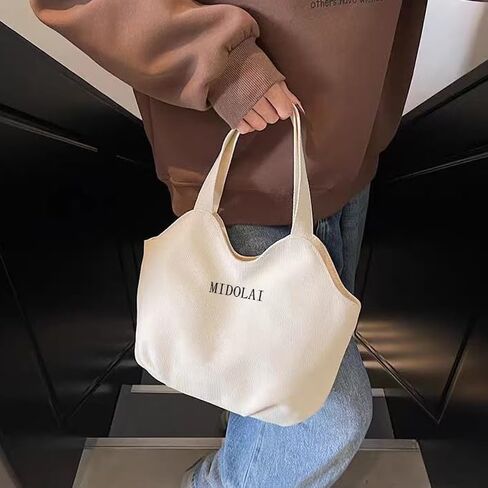 حقيبة حمل قماشية ذات سعة كبيرة - حقيبة يد كتف أنيقة مع سحاب للإغلاق، وبطانة سفلية ناعمة للهيكل والدعم in Saudi Arabia