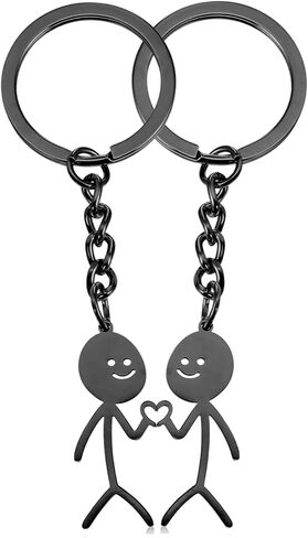 Ouligay 2 جهاز كمبيوتر شخصى مطابقة سلاسل المفاتيح مضحك المفاتيح للنساء، Stickman الحب زوجين المفاتيح، أفضل صديق سلاسل المفاتيح خربش المعادن الصغيرة مضحك سلاسل المفاتيح حقيبة المحفظة، أسود in Kuwait