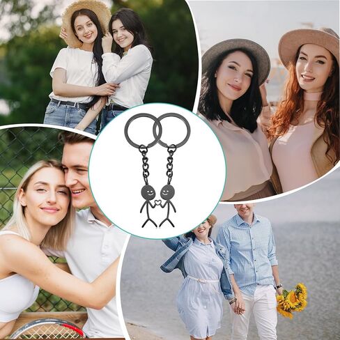 Ouligay 2 جهاز كمبيوتر شخصى مطابقة سلاسل المفاتيح مضحك المفاتيح للنساء، Stickman الحب زوجين المفاتيح، أفضل صديق سلاسل المفاتيح خربش المعادن الصغيرة مضحك سلاسل المفاتيح حقيبة المحفظة، أسود in Kuwait