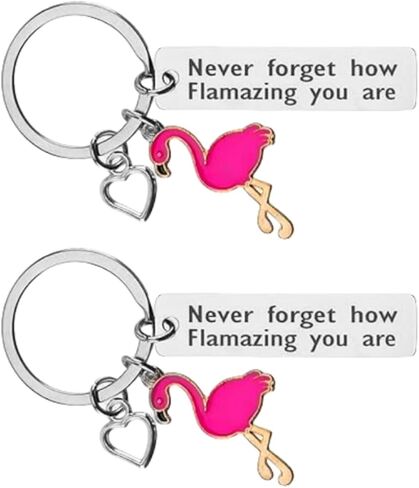 2Pcs Flamingo Keychain Womens Keychain Inspirational Gifts for Women Motivational Gifts Encouragement Gifts for Women Get Well Soon Gifts Cheer Up Gifts for Women in Kuwait