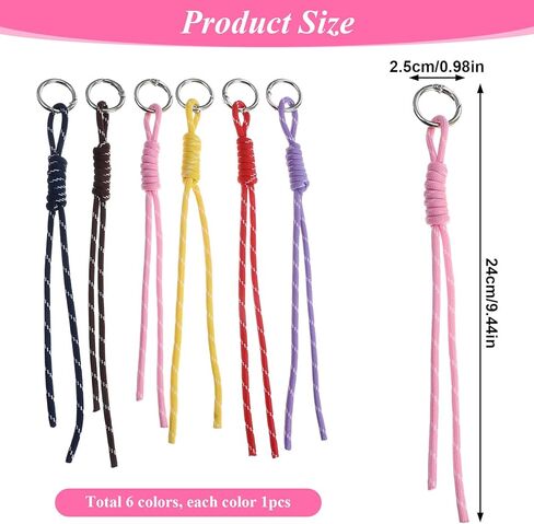 6 قطع سلسلة مفاتيح باراكورد، حبل باراكورد ملون، حقيبة سلسلة مفاتيح ساحرة، حقيبة حبل مضفرة ساحرة، حلقة مفاتيح بعقدة حبل لحقيبة اليد، حقيبة الظهر، محفظة الصداقة، هدايا عيد الميلاد in Kuwait