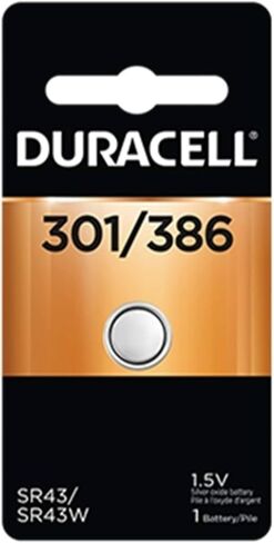 Duracell Watch and Electronic Battery 1.5 V Model No. 301/386 Carded in Saudi Arabia