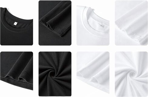 Men's T-Shirts 2-Pack,Black & White Long Sleeve Crewneck Tee Set,Basic Solid Color Combo,Sizes S-XL in Saudi Arabia