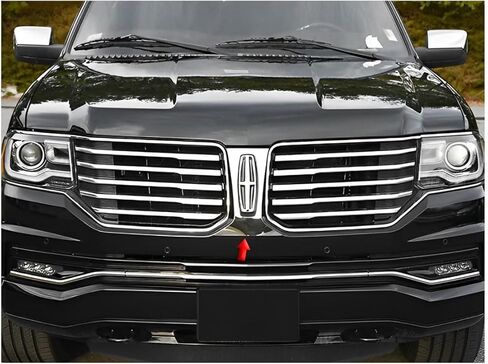 QAA is Compatible with 2015-2017 Lincoln Navigator 1 Piece Stainless Front Grille Accent Trim, Logo Surround SG55655 in Kuwait