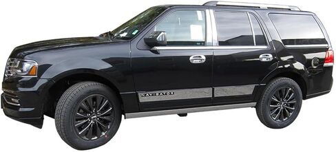 QAA is Compatible with 2015-2017 Lincoln Navigator 1 Piece Stainless Front Grille Accent Trim, Logo Surround SG55655 in Kuwait