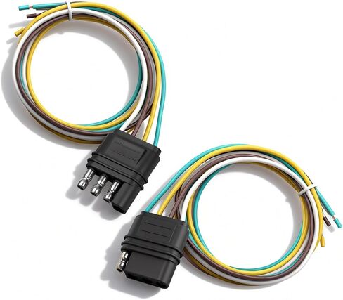 5 Way Flat Trailer Wiring Harness Plug, 25 Inch Wire Lead Trailer End Durable 5 Pin Male & Female Extension Cable Connector 18 AWG Cable Lead for RV Trailer Marine Caravans Car Truck Vans in Kuwait