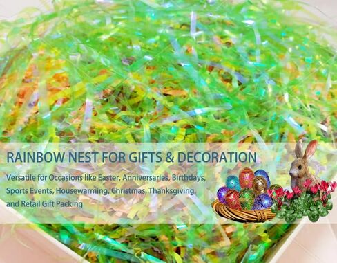 الورق المعدني المقطوع بالتجعيد ، مجعد القزحيات قطع العشب COSTETI CUSHION PAPER ، حشو سلة هدايا لعيد الفصح عيد ميلاد ، أكياس هدايا الصناديق ديكورس. in Saudi Arabia