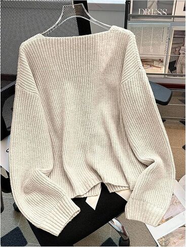 Women's Bowknot Sweaters Y2k Long Sleeve V Neck Knit Pullover Tops in Saudi Arabia