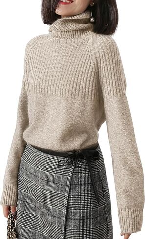 Women's High Neck Knit Sweater - Loose Casual Fashion Top for Autumn/Winter Daily Office Commute in Saudi Arabia