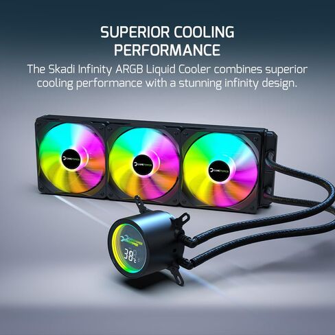 GamePower SKADI LCD 360 AIO CPU CAPU COWNER ، 2.1 "عرض لـ GIFs والمقاييس ، برعيد 360 مم مع عشاق 3x PWM HDB ، 14.5 واط/MK معجون حراري ، متوافق مع Intel LGA 1700 ، 1851 ، 115X ، AMD AM4/AM5/AM5 in Kuwait