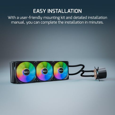 GamePower SKADI LCD 360 AIO CPU CAPU COWNER ، 2.1 "عرض لـ GIFs والمقاييس ، برعيد 360 مم مع عشاق 3x PWM HDB ، 14.5 واط/MK معجون حراري ، متوافق مع Intel LGA 1700 ، 1851 ، 115X ، AMD AM4/AM5/AM5 in Kuwait