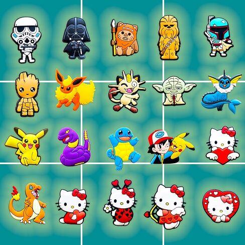 30,50,100Pcs Cartoon Croc Charms for Shoe, Cartoon Shoe Charms for Clogs Sandals Decoration in Saudi Arabia