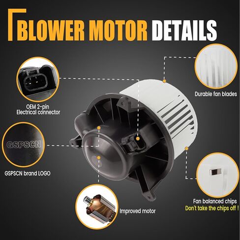 GSPSCN 700101 AC HVAC Heater Blower Motor with Fan Compatible with 2003-2007 Chevy Avalanche Silverado 1500/2500/3500丨GMC Sierra 1500/2500/3500丨 Cadillac Escalade Escalade EXT丨Hummer H2 in Kuwait