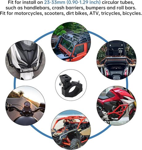 Windance 2pcs 23-33mm Spotlight Mounting Bracket Aluminum Alloy Auxiliary Light Bar Mount Tube Clamp 360 Degree Adjustment for Motorcycle Dirt Pit Bike ATV UTV Tricycle Handlebar Bumper Roll Bar Rack in Saudi Arabia