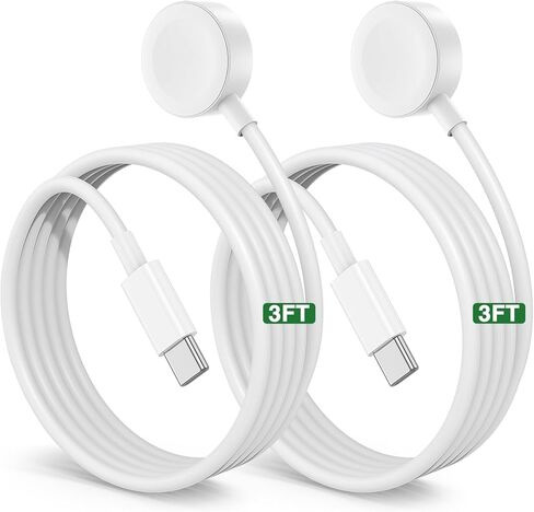 iWatch Charger Upgraded Magnetic Wireless with USB C to Apple Watch Cable 3FT Fast Charging for i-Watch Series Ultra SE/8/7/6/5/4/3/2/1 Includes 38mm 40mm 42mm 44mm 45mm Size - White in Saudi Arabia