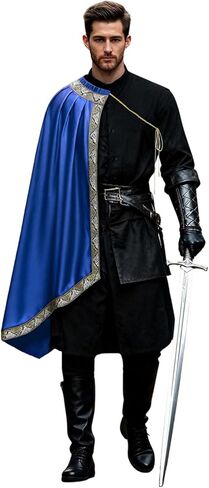 GRAJTCIN Unisex Renaissance Cloak Medieval Shawl Half Shoulder Cape Knight Warrior Halloween Costume in Saudi Arabia