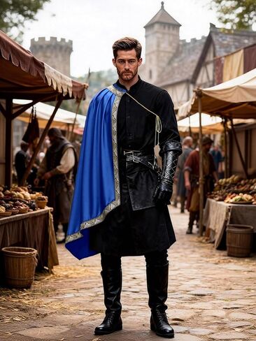 GRAJTCIN Unisex Renaissance Cloak Medieval Shawl Half Shoulder Cape Knight Warrior Halloween Costume in Saudi Arabia