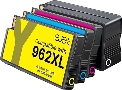 ejet 962XL Ink Cartridges Combo Pack for HP 962 Ink Cartridges HP962xl/962 HP962 Ink 962XL Black and 962 Color Combo Pack Work for HP Office Jet Pro 9010 9020 9015 9018 Printers, 4 Pack in Kuwait