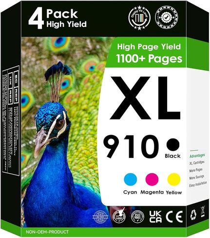 بديل Amazink لخراطيش الحبر 910XL | يعمل مع OfficeJet Pro 8022، 8024، 8025، 8028، 8035 | عبوة مكونة من 4 ألوان عالية الإنتاجية in Kuwait