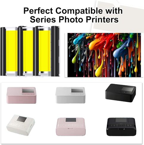 علبة حبر Selphy CP1300 CP1500 متوافقة مع خراطيش الحبر الملونة Canon Selphy KP-108IN KP108 لـ CP1200 CP1000 CP910 CP900 CP760 CP740 طابعة صور مدمجة لاسلكية 4 × 6 بوصة (3 عبوات، بدون ورق) in Kuwait