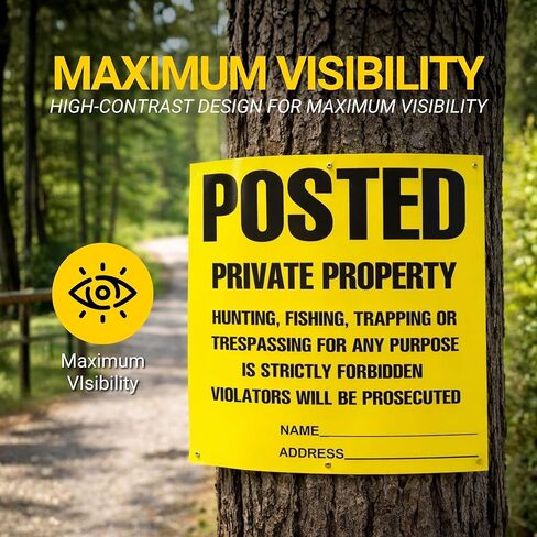 لافتات منشورة ممنوع التعدي على ممتلكات الغير ولا علامات صيد، (100 حزمة) لافتات منشورة ممنوع الصيد أو علامات التعدي على ممتلكات الغير، شديدة التحمل، مقاومة للطقس، 11 بوصة × 11 بوصة لافتات منشورة باللون الأصفر in Kuwait
