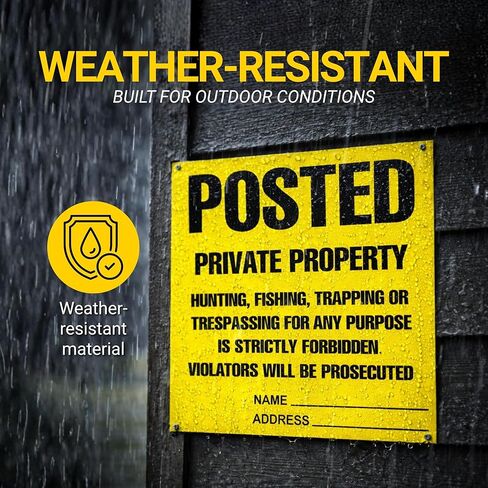 لافتات منشورة ممنوع التعدي على ممتلكات الغير ولا علامات صيد، (100 حزمة) لافتات منشورة ممنوع الصيد أو علامات التعدي على ممتلكات الغير، شديدة التحمل، مقاومة للطقس، 11 بوصة × 11 بوصة لافتات منشورة باللون الأصفر in Kuwait