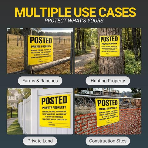 لافتات منشورة ممنوع التعدي على ممتلكات الغير ولا علامات صيد، (100 حزمة) لافتات منشورة ممنوع الصيد أو علامات التعدي على ممتلكات الغير، شديدة التحمل، مقاومة للطقس، 11 بوصة × 11 بوصة لافتات منشورة باللون الأصفر in Kuwait