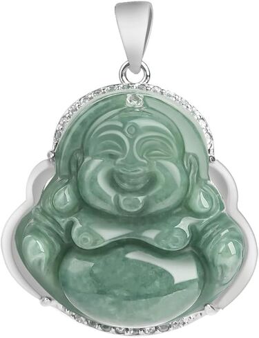 Elegant Natural Jade Necklace with Laughing Buddha Maitreya Pendant - A Symbol of Prosperity & Contentment - The Perfect Accessory for Spiritual Connection in Saudi Arabia