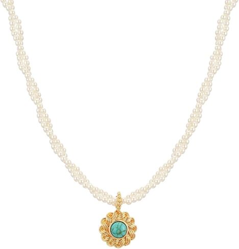 Pearl Necklaces for Women Dainty Gold Baroque Beaded Pearl Choker Pendant Necklace Beach Jewelry Bride Bridesmaid Gifts for Wedding Birthday Anniversary in Kuwait