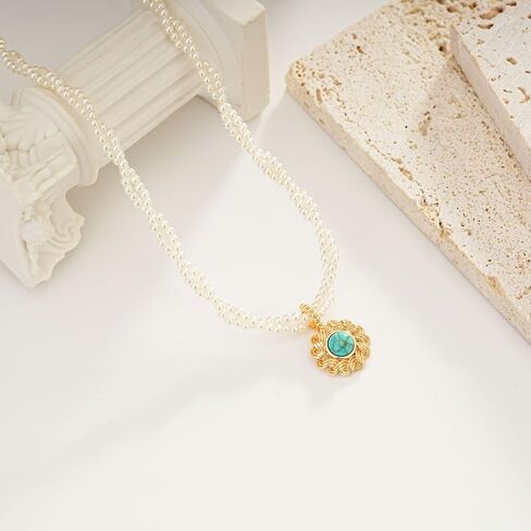 Pearl Necklaces for Women Dainty Gold Baroque Beaded Pearl Choker Pendant Necklace Beach Jewelry Bride Bridesmaid Gifts for Wedding Birthday Anniversary in Kuwait