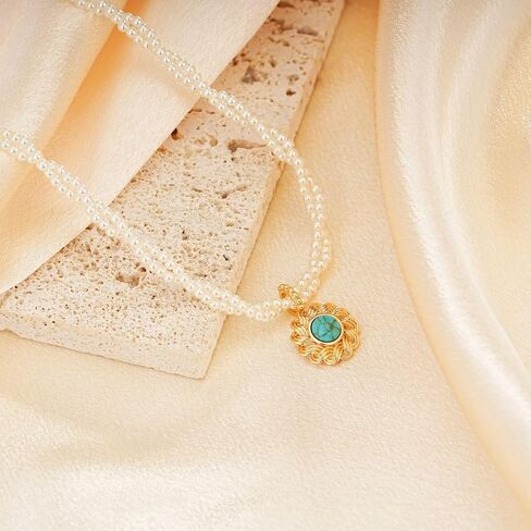 Pearl Necklaces for Women Dainty Gold Baroque Beaded Pearl Choker Pendant Necklace Beach Jewelry Bride Bridesmaid Gifts for Wedding Birthday Anniversary in Kuwait