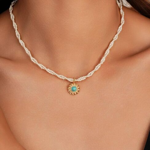 Pearl Necklaces for Women Dainty Gold Baroque Beaded Pearl Choker Pendant Necklace Beach Jewelry Bride Bridesmaid Gifts for Wedding Birthday Anniversary in Kuwait