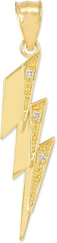 Trendy Necklaces High Polish 14k Yellow Gold Diamond Lightning Bolt Charm Pendant in Kuwait
