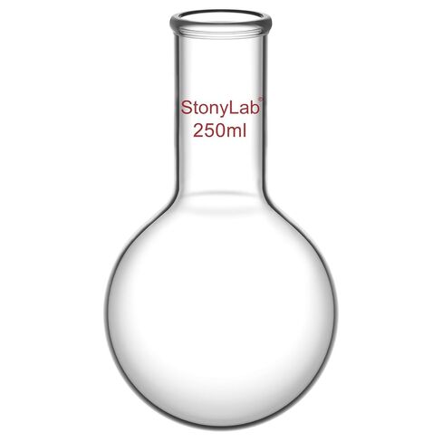 قارورة زجاجية مستديرة من StonyLab بسعة 500 مل، قارورة غليان مستديرة من زجاج البورسليكات ذات جدار ثقيل من زجاج البورسليكات RBF برقبة طويلة - 500 مل in Kuwait