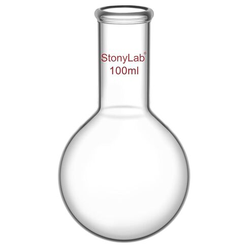 StonyLab Glass 500ml Long Neck Round Bottom Flask, Borosilicate Glass Heavy Wall Round Bottom Boiling Flask RBF with Long Neck - 500ml in Kuwait
