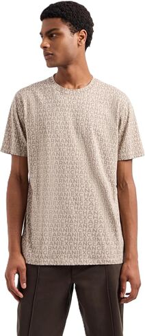 Armani Exchange Men's All Over Logo Print Regular Fit Tee in Saudi Arabia