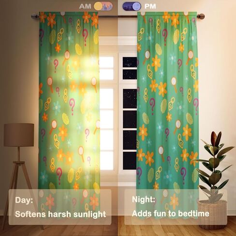 Funnytree 82" X 84" Colorful Mystery Pattern Window Curtains Magnifying Glass Icons Drapes Bedroom Home Room Decor Durable Fabric Machine Washable in Saudi Arabia