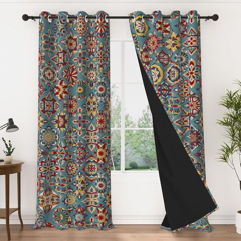 Vintage Floral Blackout Curtains 84 Inches Long 2 Panels, Elegant Black & White Flower Pattern Window Drapes, Light Blocking Thermal Insulated Curtains for Bedroom & Living Room in Saudi Arabia