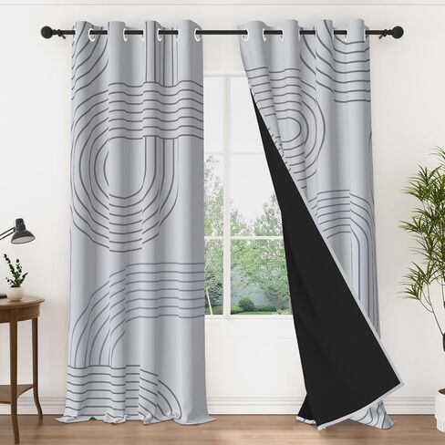 Vintage Floral Blackout Curtains 84 Inches Long 2 Panels, Elegant Black & White Flower Pattern Window Drapes, Light Blocking Thermal Insulated Curtains for Bedroom & Living Room in Saudi Arabia
