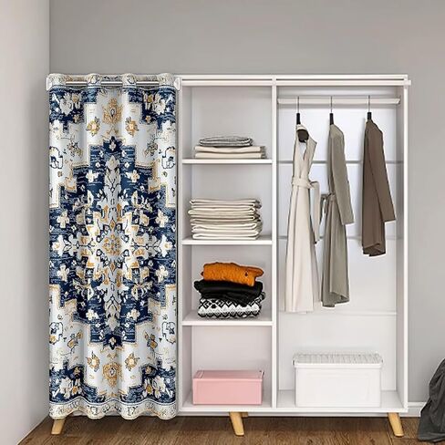 ستارة باب على طراز Erosebridal Boho، ستارة تعتيم باللون الأزرق الذهبي بتصميم عرقي، ستارة مدخل غريبة عتيقة للمزرعة البوهيمية، ستارة باب مصرية مستوحاة من الدمشقي العتيق، لوحة واحدة، 34 بوصة عرض × 80 بوصة طول in Saudi Arabia