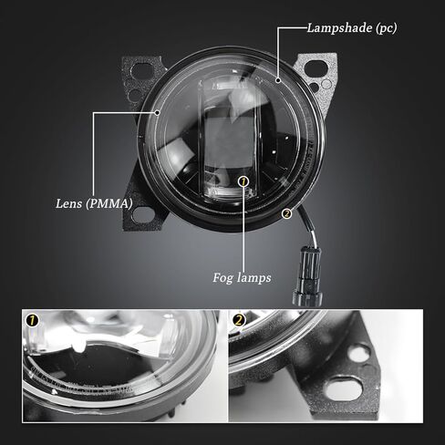 12V Black LED Fog Lights Assembly Pair Set Compatible with Peterbilt 579 587 & Kenworth T660 (2013-2021 Models) - Left & Right Front Fog Lamp Replacement in Saudi Arabia