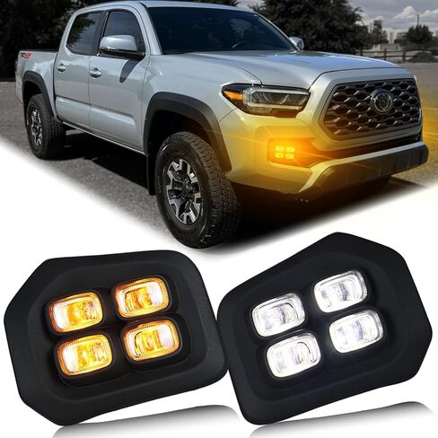 LED Front Bumper Fog Light Kit for Toyota Tacoma 2016-2023 Switchback White Daytime Running Light Amber Turn Signal Lamp in Saudi Arabia