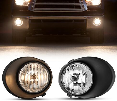 CPW Fog Lights Compatible with [2007 2008 2009 2010 2011 2012 2013 Toyota Tundra] Driving Fog Lights Pair + Wiring + Switch Kit Clear Lens in Kuwait